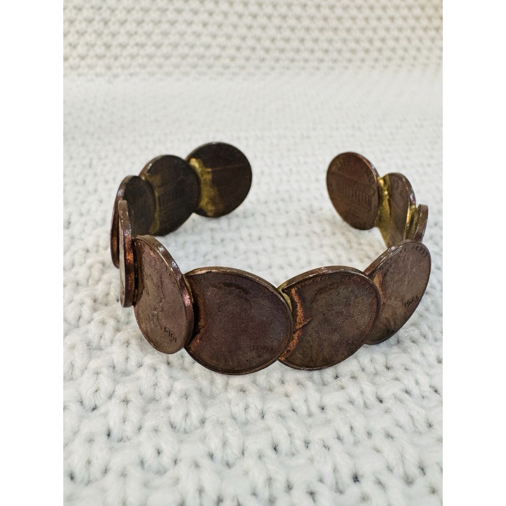 Handcrafted Vintage US Lincoln Penny Cuff Bracelet 6.25"